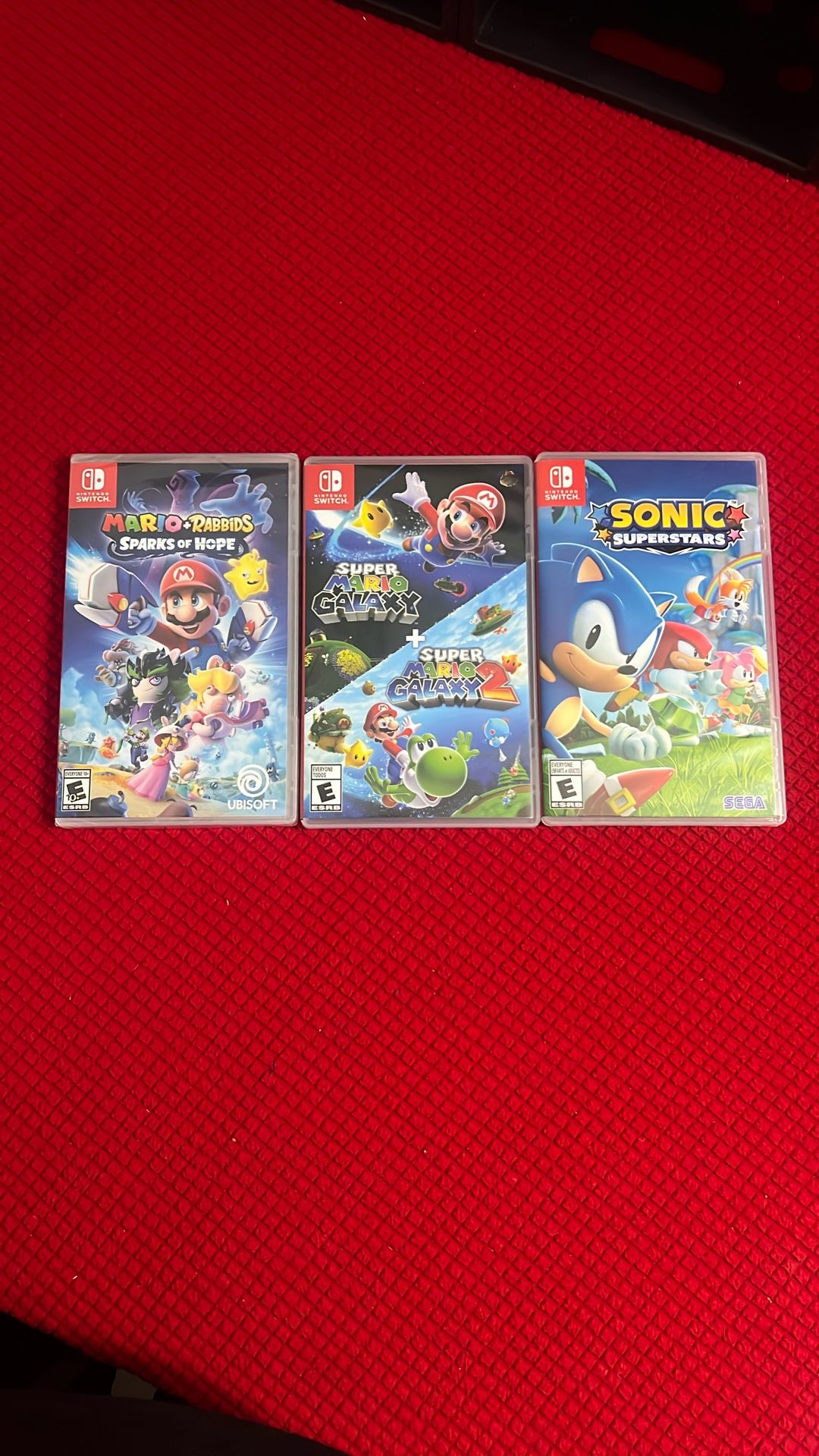 Nintendo Switch Games. Mario + Rabbids, Super Mario Galaxy 1-2, Sonic Superstars