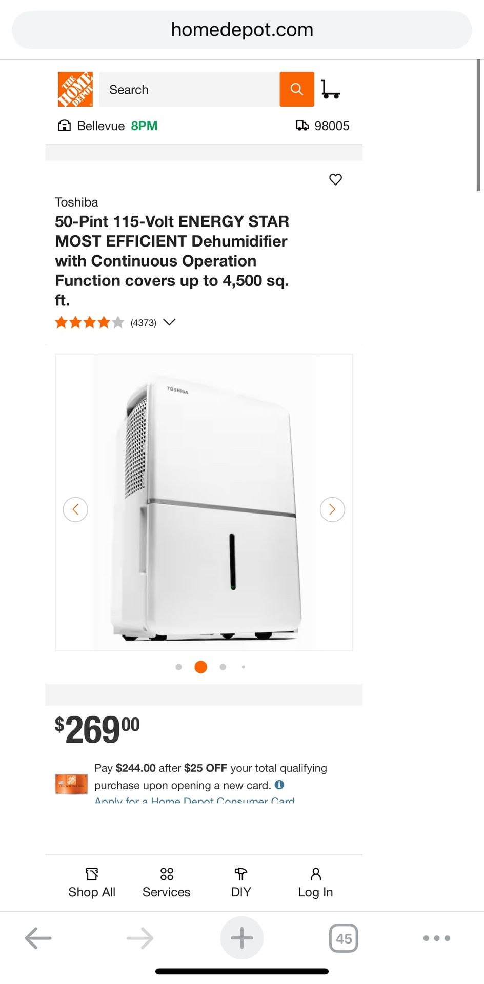 Toshiba Dehumidifier 50 Pints /Day