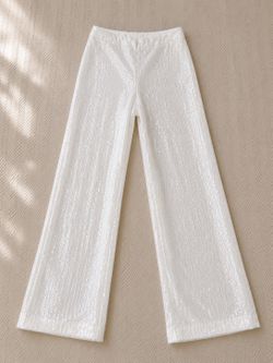White Sequin Wide-Leg Pants ✨