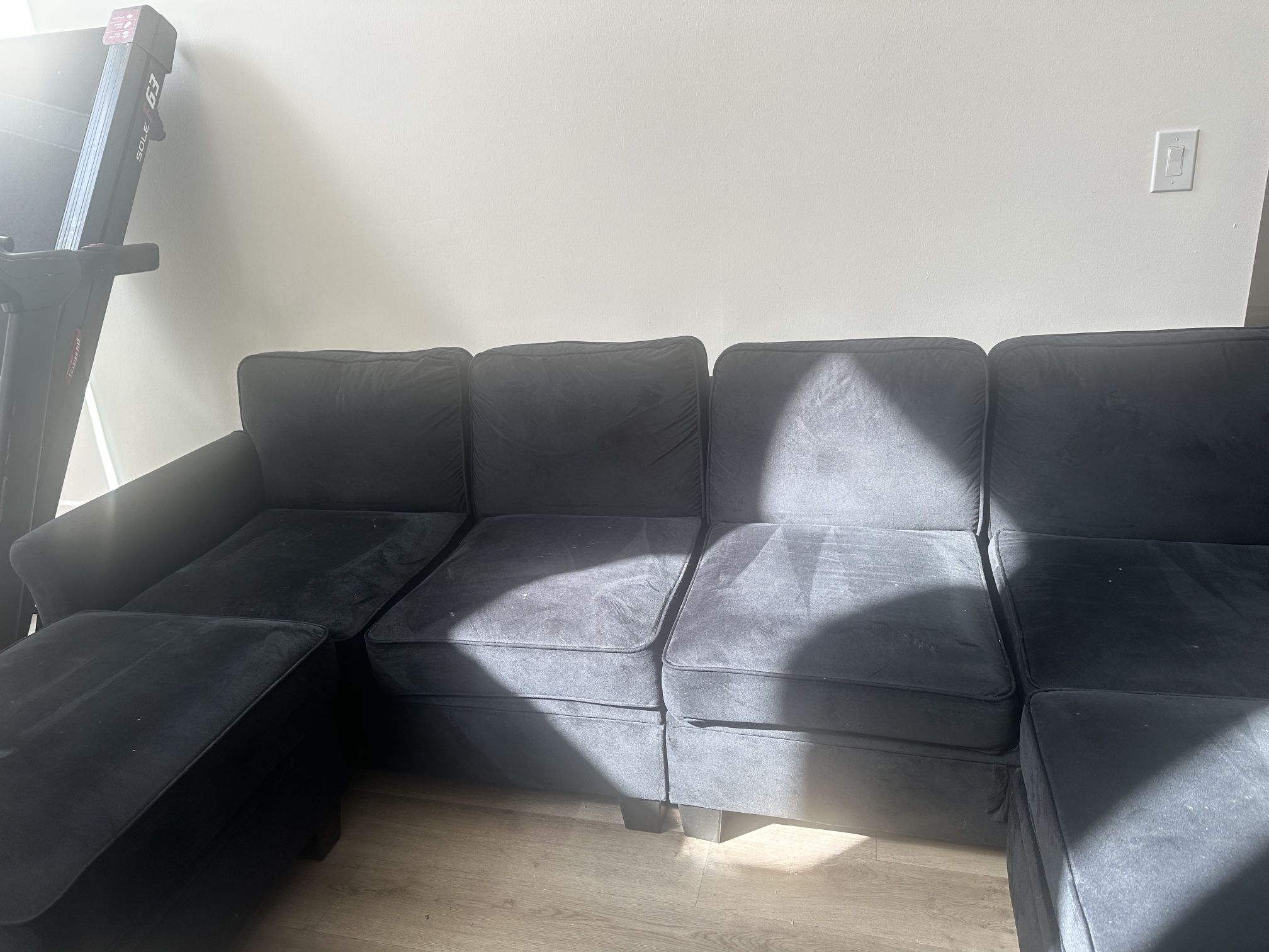 Black Velvet Sectional Sofa