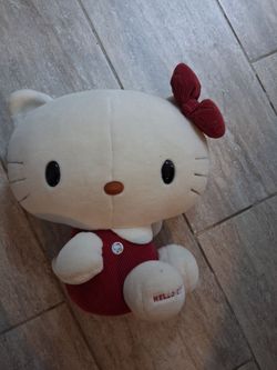 Rare Vintage Hello kitty Nakajima Sanrio plush stuffed animal, LARGE, overalls