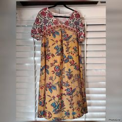 Floral Print Short Sleeve V-Neck Dress