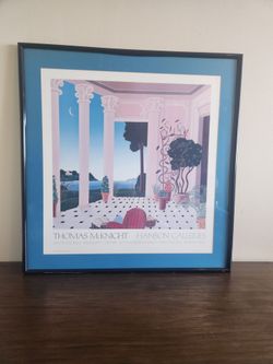 Vintage 1987 Framed Artwork By Thomas McKnight Exhibition Poster "Natchez"