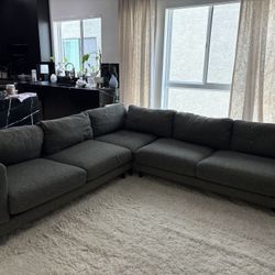 Room & Board Charcoal Sectional 112”