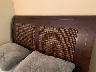 Pier 1 imports Dark wood Queen Bed Set Wicker