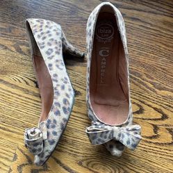 Jeffrey Campbell leopard print kitten heels with bow