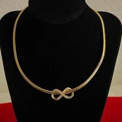Infinity Cubic Zirconia Choker Necklace in Gold Plated New 

