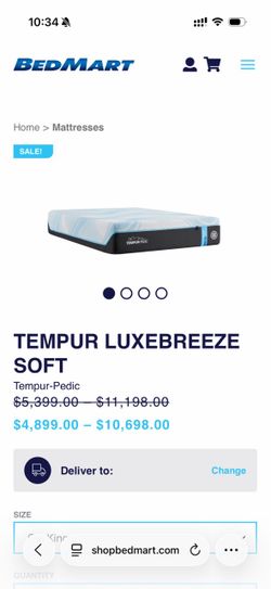 Like New Tempur-Pedic LUXEBREEZE Soft Mattress with Smart Foundation