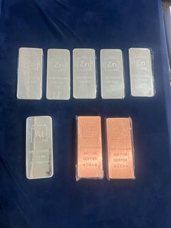 999 fine Copper, Zinc and Aluminum bars