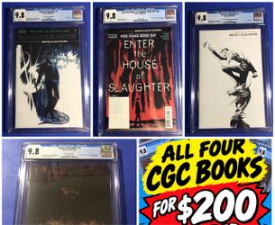 $200 SIKTC House of Slaughter FOUR CGC book lot.  Includes;  HOUSE OF SLAUGHTER 1 CGC 9.8 1ST PRINT 1:50 BUENO VARIANT COVER SIKTC COMIC  HOUSE of SLA