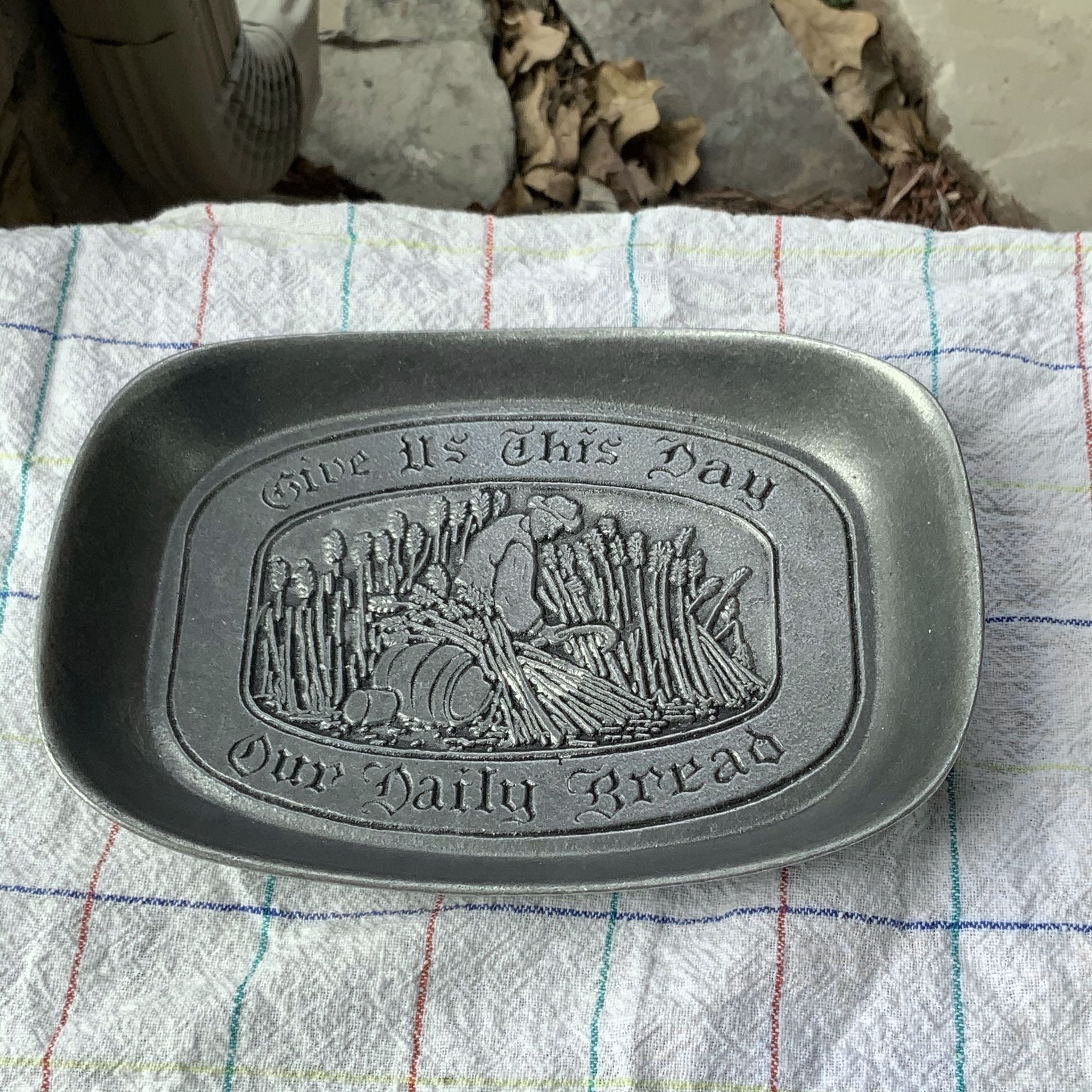 Vintage Wilton Pewter Give Us This Day Tray Plate