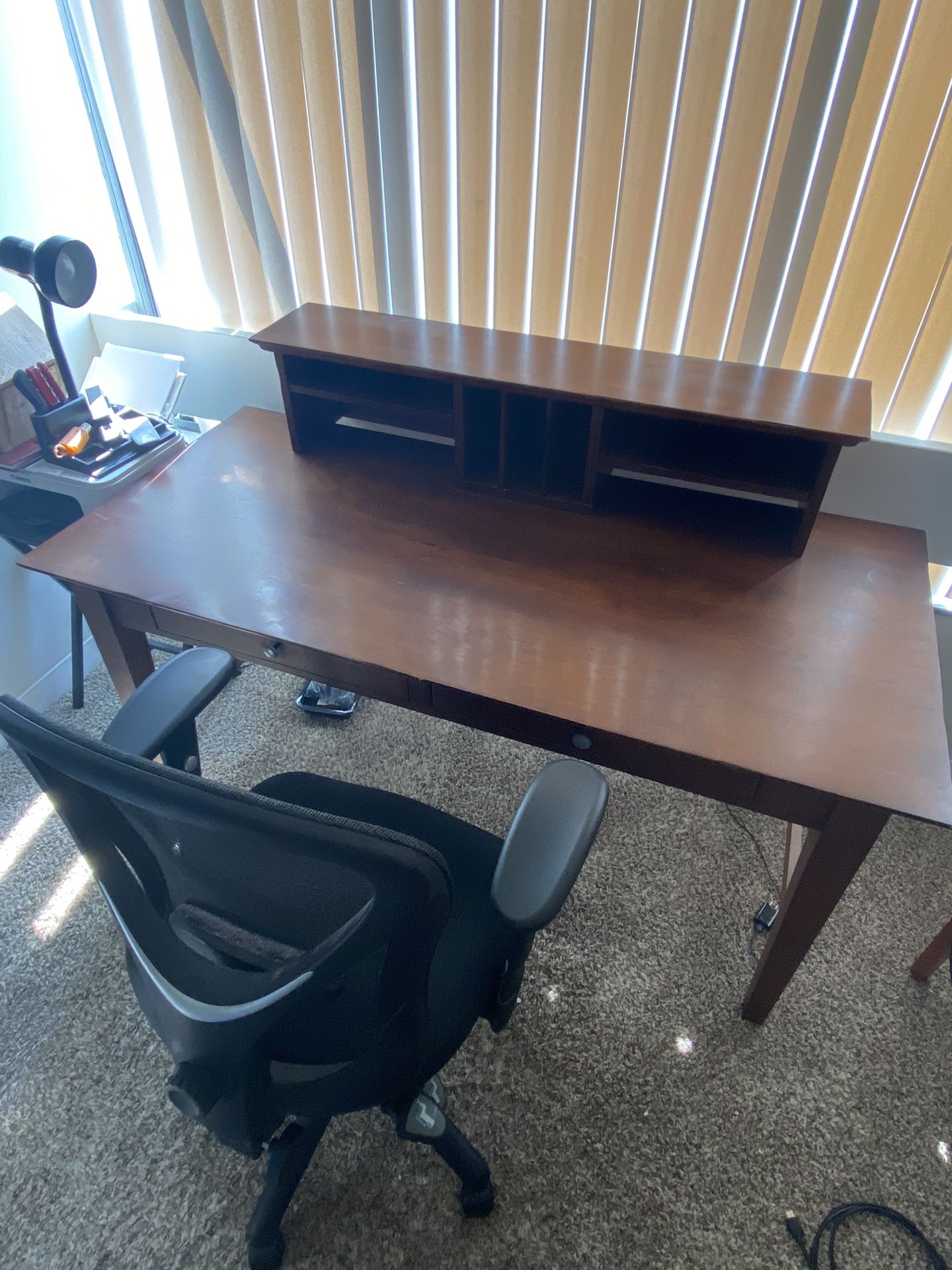 Desk, Removable Hutch, Desk Chair, Printer