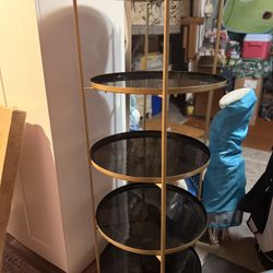 Safavieh Tia 5-Tier Round Étagère — Black & Gold, Perfect Condition