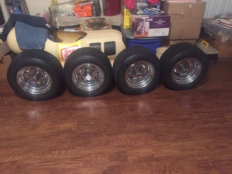 Golf cart wheels and tires Goodyear double eagles like new