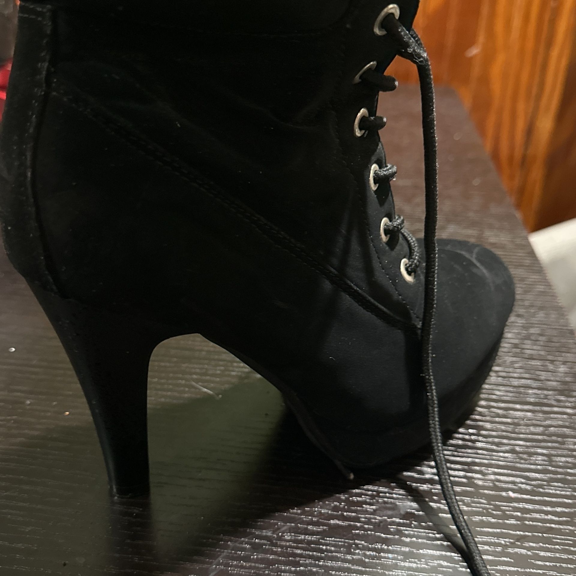 Top Moda Polish Military Lace Up Platform Chunky High Heel Ankle Booties,Black