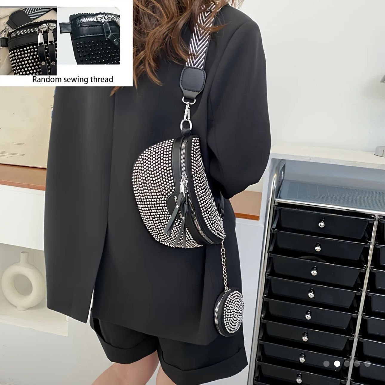 Stylish and Trendy Versatile Lightweight Rhinestone Waist Bag