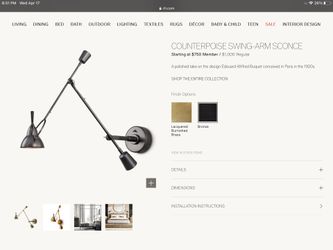 Restoration Hardware Swing Arm Sconce