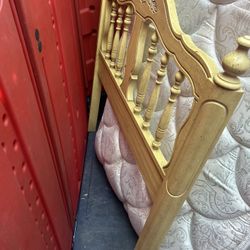 Twin Bed Frame & Headboard With Mattress & Boxspring