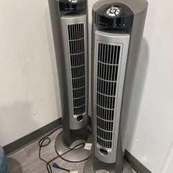 2 Lasko Oscillating Tower Fan with Remote, Quiet Floor Fans (Pair)