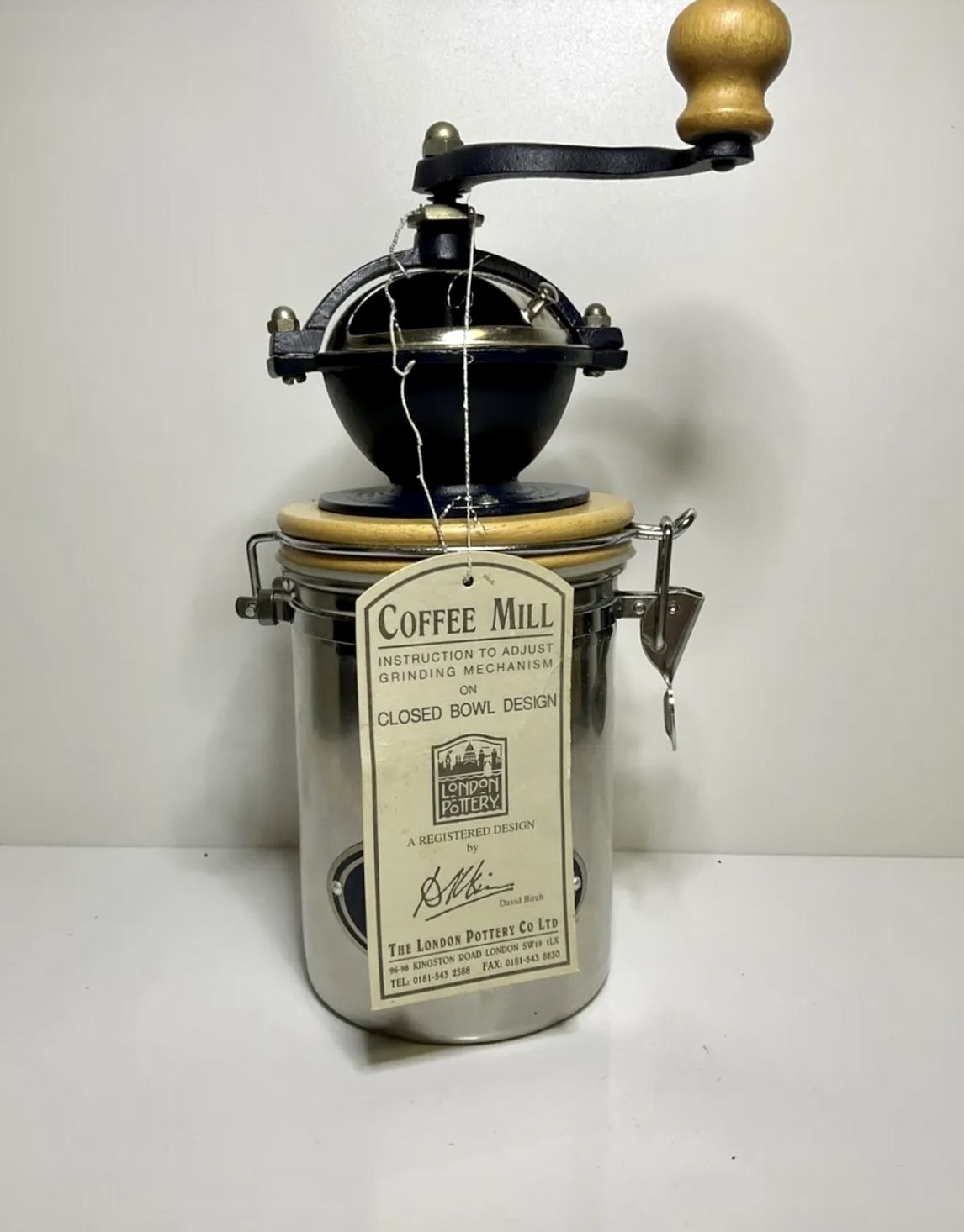 Rare S/S The London Pottery Co Ltd Coffee Mill / Grinder