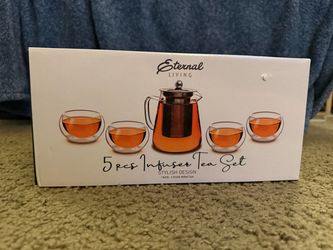Eternal Living 5-Piece Glass Infuser Tea Set