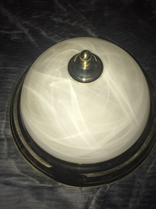 White and brass flushmount light fixture