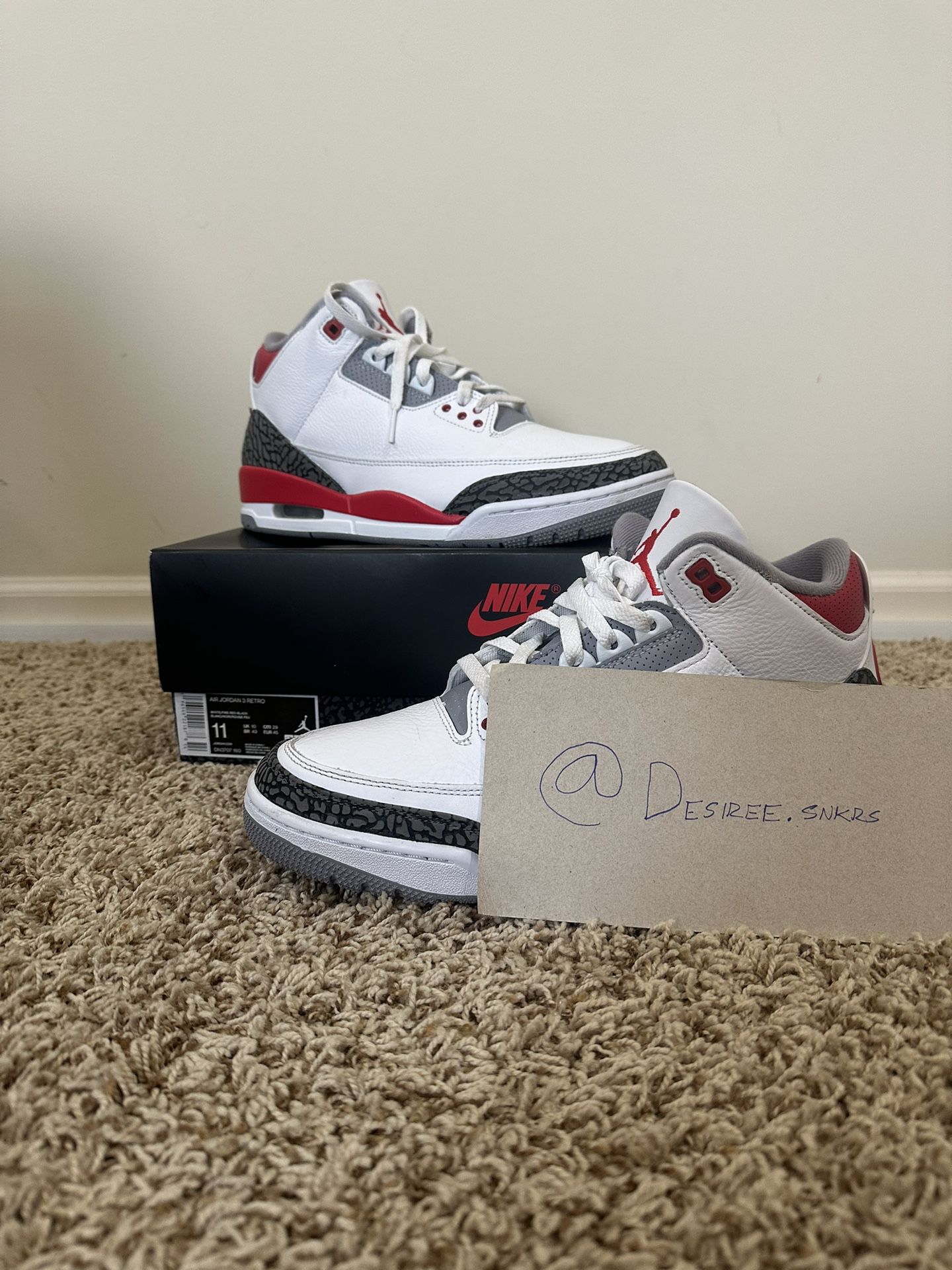 Jordan 3 Retro “Fire Red” Size 11