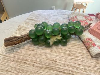 Vintage Large Mid Century Green glass grapes.