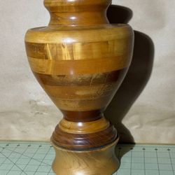 Vintage Wood Hand Turned Vase Candle Holder Handmade 