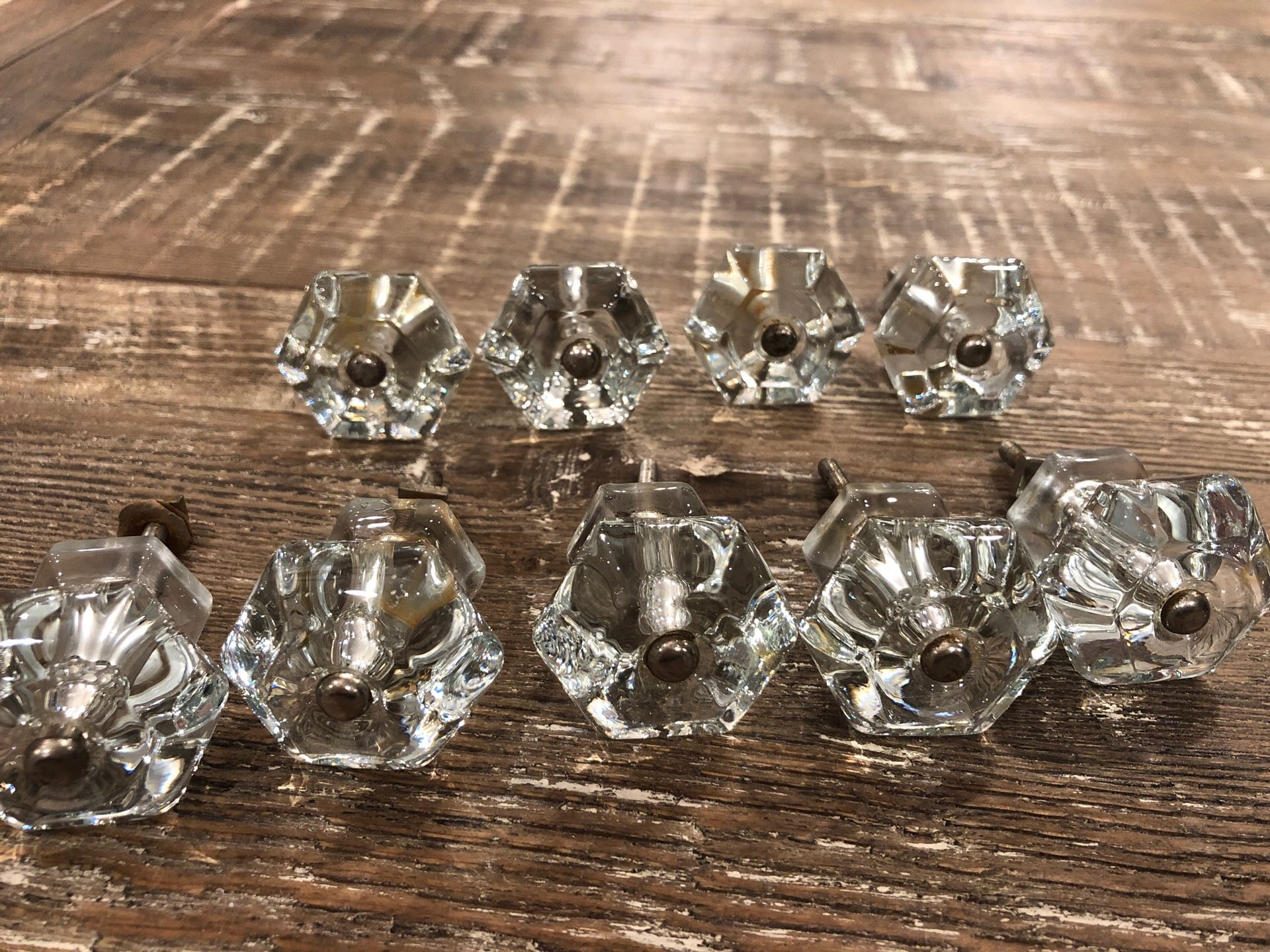 Drawer pulls vintage crystal set of 8