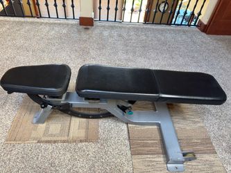 Precor Icarian commercial adjustable bench in excellent condition. Multiple positions, excellent upholstery, and built-in transport wheels. $395 OBO