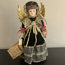 Seymour Mann Connoisseur Angeline Porcelain Doll Angel Christmas 16in Vintage