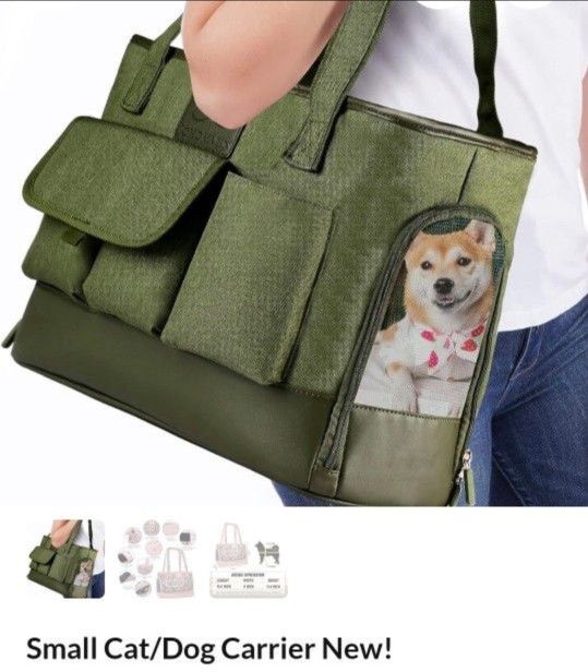 Johomviin Cat Carrier, Dog Carrier, Pet Carrier, Foldable Waterproof Premium PU Leather Oxford Cloth Dog Purse, Portable Bag Carrier for Small to Medi