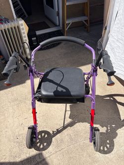 Purple Rolling Walker with Seat