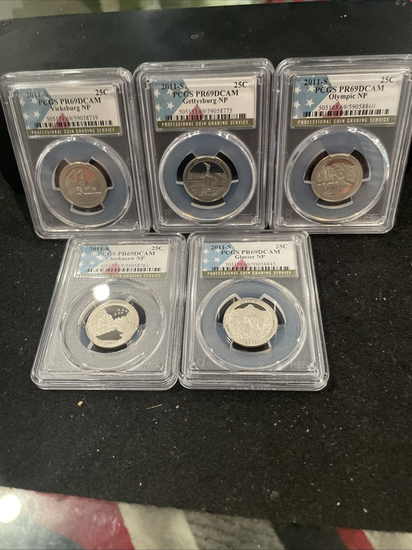 2011 S Gem Proof National Parks Quarters All Graded At PR69 Deep Cameo 