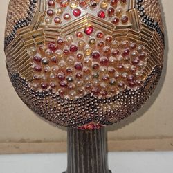 Very Nice Pedestal Mosaic Candle Holder 17" Tall, Diameter Top. 5.5 inches, Middle 8 inches. 
