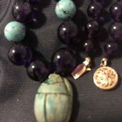 14k Vintage Amethyst Turquoise Necklace