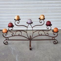 Large Wrought Iron 7-Cup Candelabra