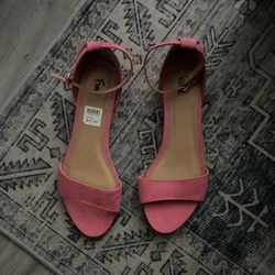Watermelon pink suede flat sandals – size 7 ww