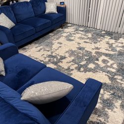Blue Couch and Loveseat 