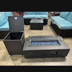New Assembled 42” Propane Fire Pit Table for Outside Patio with Gas Tank Table