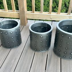 3 Metal Planters
