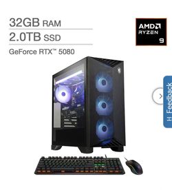 NEW MSI Aegis Gaming Desktop, Ryzen 9900X, GeForce RTX 5080, Windows 11, 32GB RAM, 2TB SSD