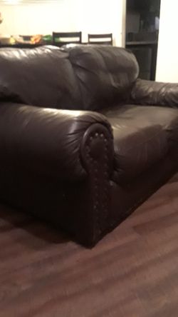 Brown leather couch