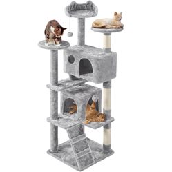 61.5''H Cat Tree Condo, Light Gray