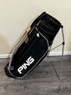 Vtg Ping Karsten Sunday Golf Carry Stand Bag 4-way Single Strap Black / White