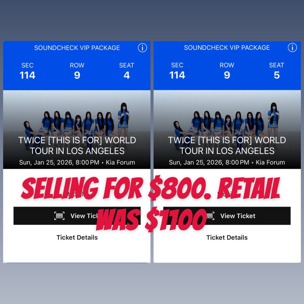 TWICE VIP TICKETS x2 with SOUNDCHECK THIS IS FOR TOUR 1/25 KPOP