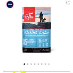 ORIJEN Grain Free & Poultry Free, Six Fish, High Protein, Fresh & Raw Animal Ingredients Dry Dog Food, 13 lbs.