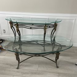 Living room / Dining room Matching Console Cocktail Glass Table Set 
