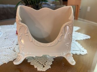 Vintage Glazed Porcelain Letters or Napkin Holder. No markings.